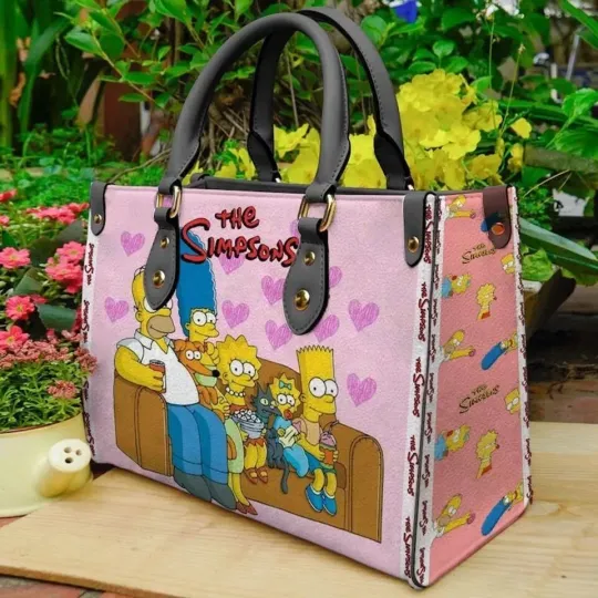 Discover The Simpsonn Family Leather Bag, Cartoon Leather Handbag
