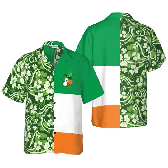 Discover Shamrock With Flag Saint Patricks Day Irish Ireland Hawaiian Shirt