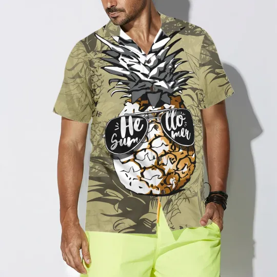 Discover Pineapple Hello Summer Hawaiian Shirt Aloha Shirt For Men