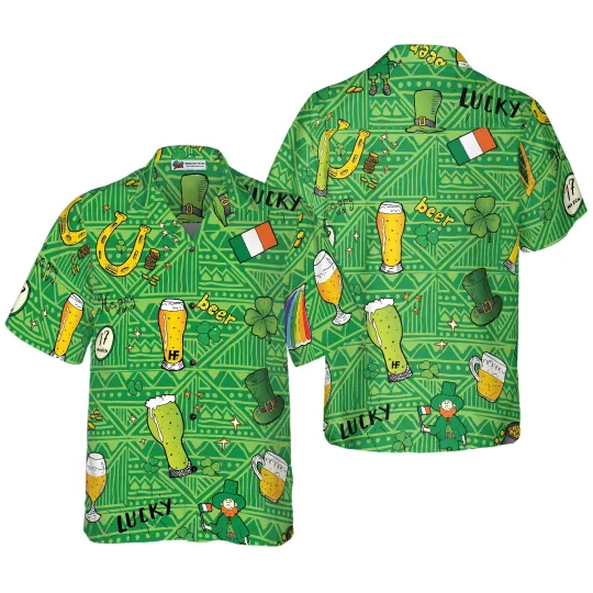 Discover Ireland Pattern Happy Saint Patricks Day Hawaiian Shirt Aloha Shirt