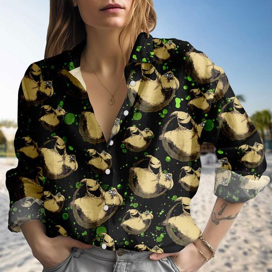 Discover Oogiee Boogiee Linen-Look Shirt, Nightmare Before Christmas Halloween Blouse Shirt