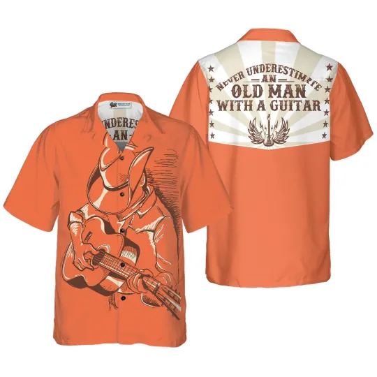 Discover Never Underestimate An Old Man With A Guitar Hawaiian Shirt