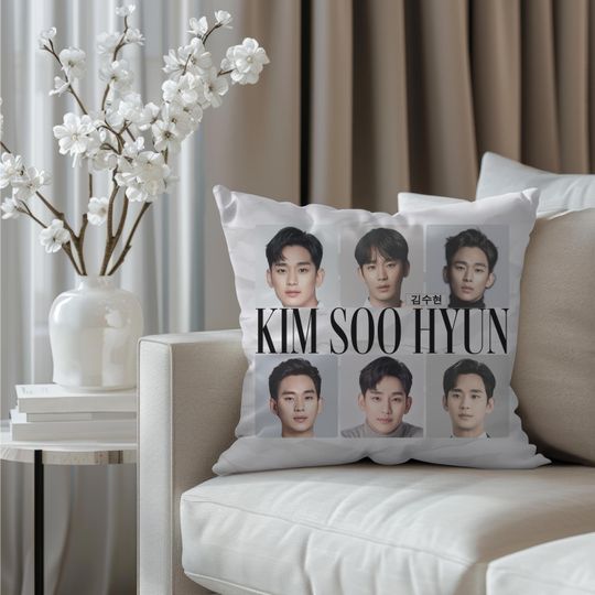 Discover Kim Soo Hyun graphic Square Pillow, Kim Soo Hyun Decor, Cute Kdrama Actors