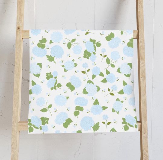 Discover Blue Hydrangea Hand Towel, Grand Millennial Bathroom Towel