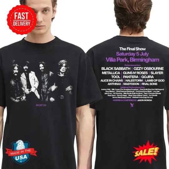 Discover Ozzy Osbourne Sabbath Band Photo At Villa Park In Birmingham On July 5 T-Shirt