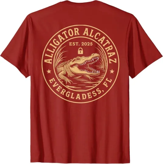 Discover Alligator Alcatraz Florida Everglades Parody Design ON BACK T-Shirt S-5XL