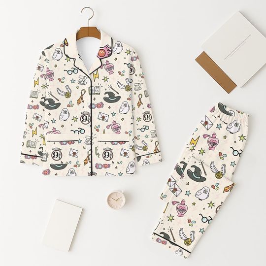 Discover Halloween Wizard Magic Pajama Set, Cute Owl Pajamas, Witch Theme Pajamas, Gift For Her