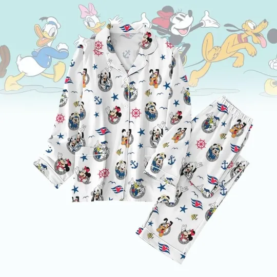 Discover Mickeyy mouse And Friends Cruise Trip 2025 Family Vacation Pajamas Set