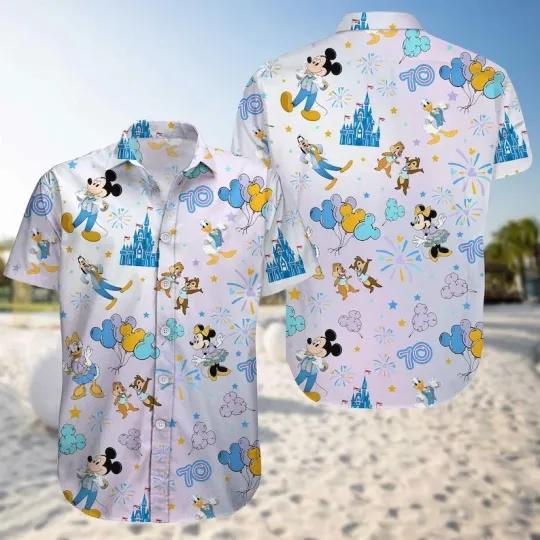 Discover Mickeyy mouse &Friends Magicc Kingdom Happy 70th Anniversary Hawaiian Shirt