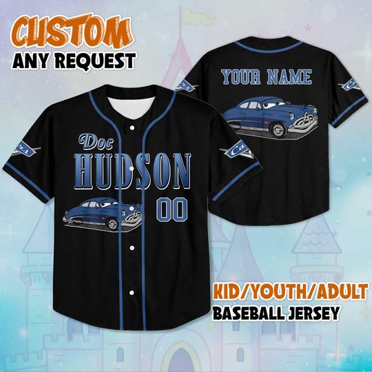 Discover Personalized Docc Hudsonn Baseball Jersey, Custom Disneyyy carss Docc Hudsonn Jersey