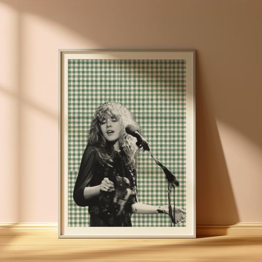 Discover Stevie Nicks Poster, Green Gingham Poster