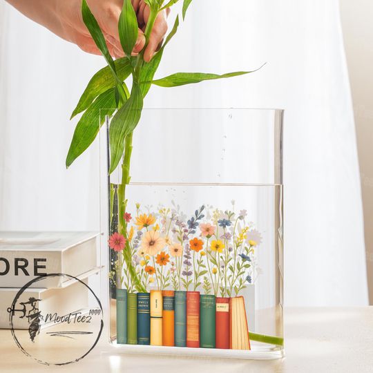 Discover Favorite Books Acrylic Book Vase, Book Lover Gift