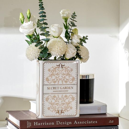 Discover Ceramic Book-Shaped Vase for Flowers, Book Lovers Gifts Planter Pot