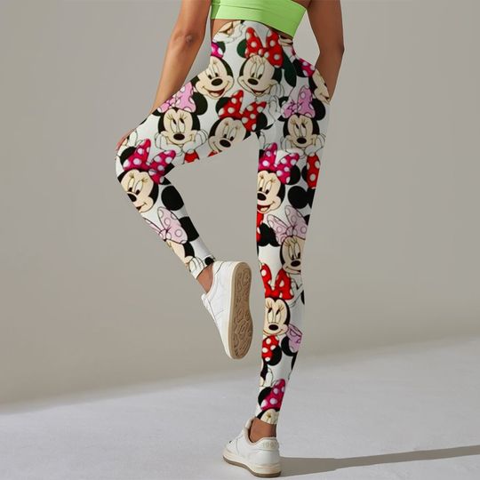 Discover Disneyyy Mickeyy mouse print Tight Yoga Pants For Women Push UP Solid Fitness Sport