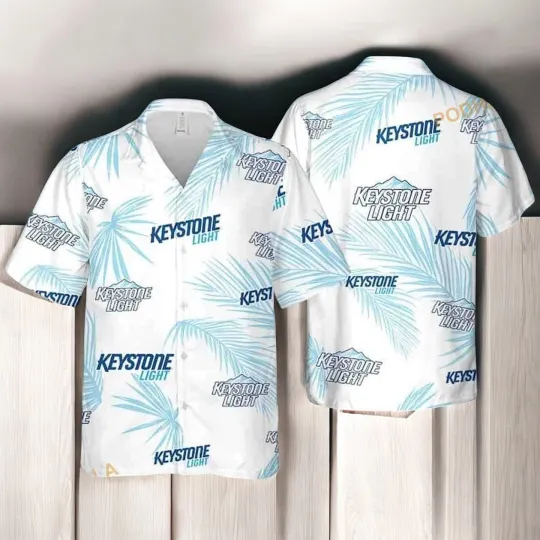 Discover Keystone Light Beer Palm Leaves Pattern Hawaiian Shirt Beach Lovers Gift