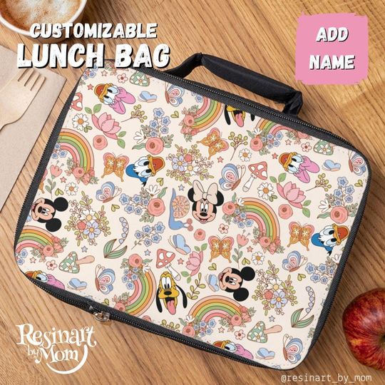 Discover Disneyyy Floral Lunch Bag, Lunch Bag for kids, Disneyyy Lunch Bag
