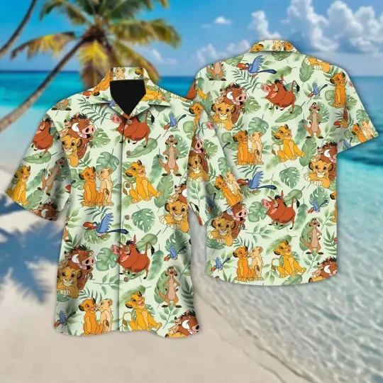 Discover Tropical Lion King Hawaiian Button Down Shirt Unisex Adults S-5xl 3D
