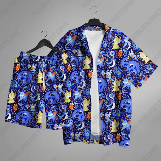 Discover Articuno Jolteon Hawaiian Button-Up Shirt Articuno Summer Hawaiian Shirt