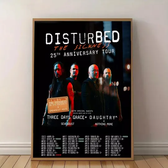 Discover Disturbed The Sickness 25th Anniversary Tour 2025 Poster