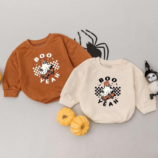Discover Boo Yeah Baby Romper - Retro Halloween Bodysuit for Babies