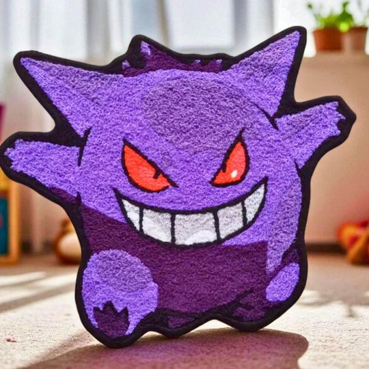 Discover Gengar Rug,Knitting Handmade Non-slip Area Rug Home Decor Cute Anime Decor for Bedroom
