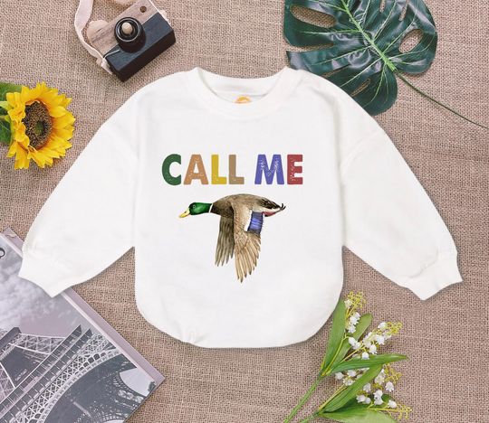 Discover Call Me Duck Hunting Baby Romper Sweatshirt, Boy Ducking Hunter Baby Bodysuit,