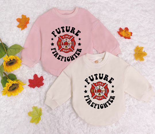 Discover Future Firefighter Baby Romper Sweatshirt, Fire Rescue Romper, Firefighter Baby Bodysuit