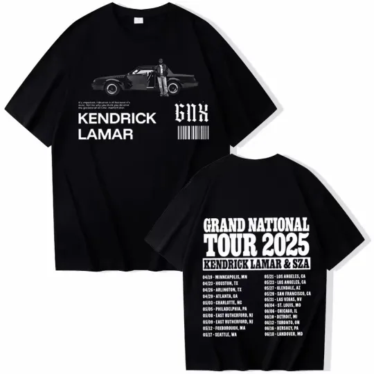 Discover Gnx Kendrick Lamar Sza Tour Dates List 2025 T-Shirt Music Rap Tee Unisex Reprint