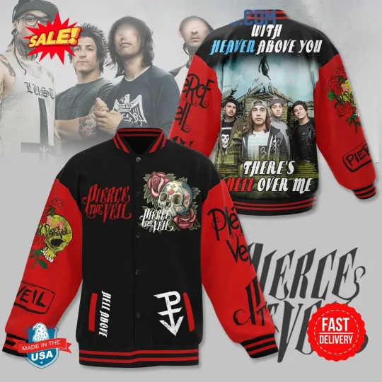 Discover Pierce The Veil With Heaven Above You There’s Hell Over Me Baseball Jacket