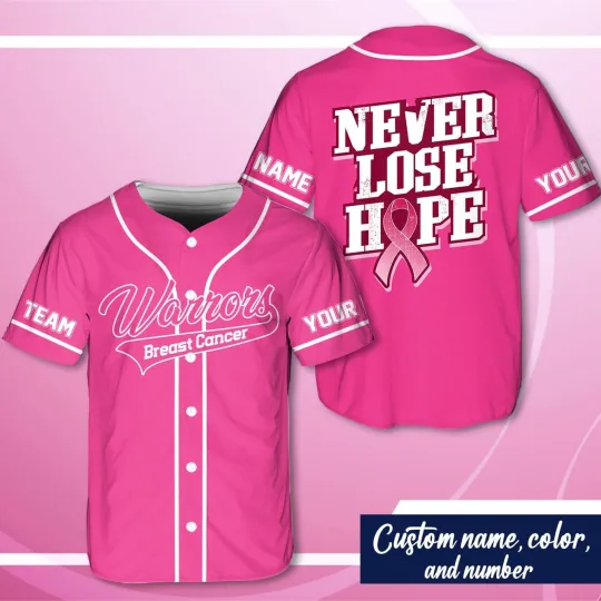 Discover Personalized Never Lose Hope Breast Cancer Warrior Baseball Jersey Shirt