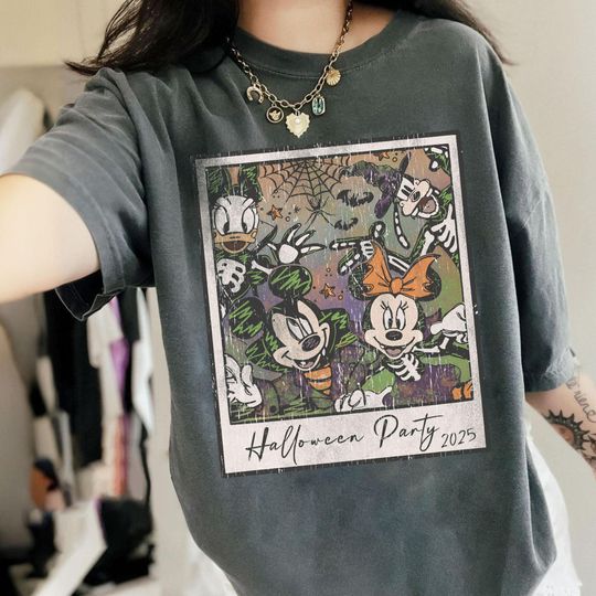 Discover Retro Mickeyy and Friends Skeleton Sketch Disneyyy Halloween Shirt