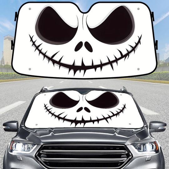 Discover Jackk Skellingtonn Car Sunshade, Nightmare Before Christmas Windshield Cover, Spooky Disneyyy Auto Decor, Halloween Fan Car Cover
