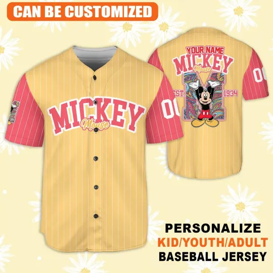Discover Personalized Retro Mickeyy mouse Est 1934 Cartoon Mouse Baseball Jersey Shirt