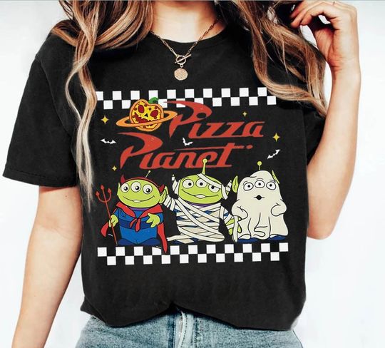 Discover Disneyyy toy stories Pizza Planet Alien Boo Dracula Halloween Shirt