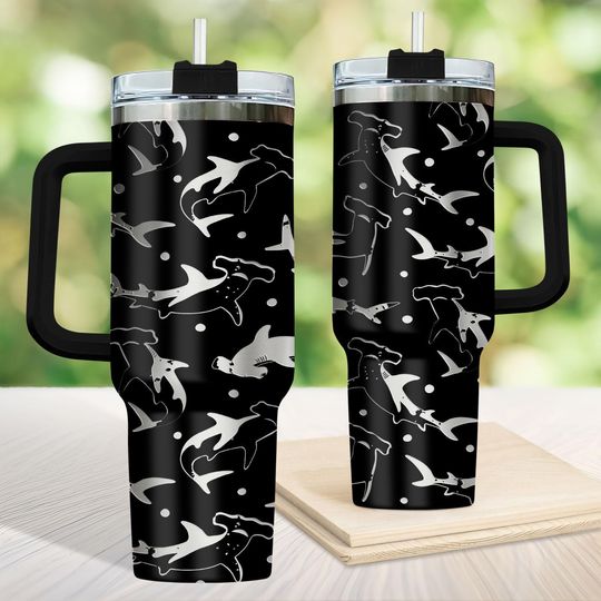 Discover Shark Engraved Tumbler 40 oz, Sea Shark Gift for Swimmers, Sea Life Lover Gift, Sea Animal Drinkware
