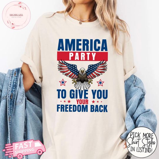 Discover Elon Musk Shirt, America Party To Give You Your Freedom Back Shirt, America Party Shirt, 2028 Political Shirt