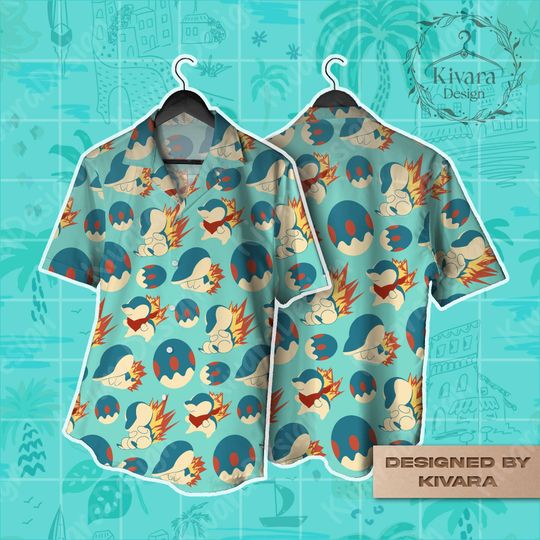 Discover Cindaquil Hawaii Hawaiian Shirt Summer Shirt Aloha Cute Shorts Anime Video Game Gift