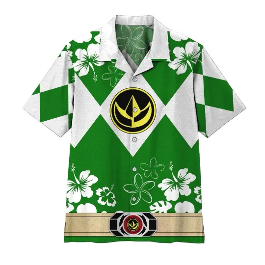 Discover 3D Mighty Morphin Power Ranger Green Hawaii Shirt