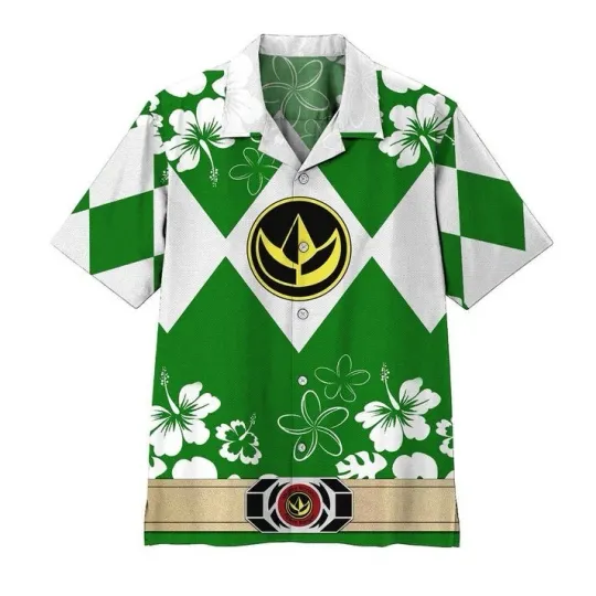 Discover 3D Mighty Morphin Power Ranger Green Hawaii Shirt