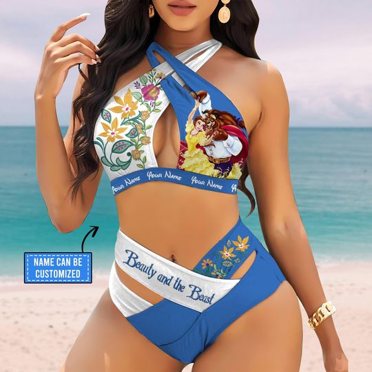 Discover Custom Beautyy and The Beastt Crisscross Swimsuit, Disneyyy Swimsuit