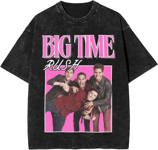 Discover Big Time Rush Mineral Wash Graphic Tee for Fans