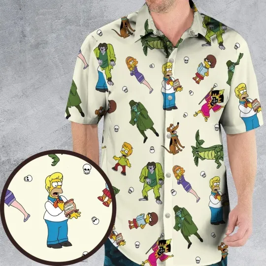 Discover Mystery Simpsons Hawaiian Shirt Casual Button Down Shirt Unisex Adults
