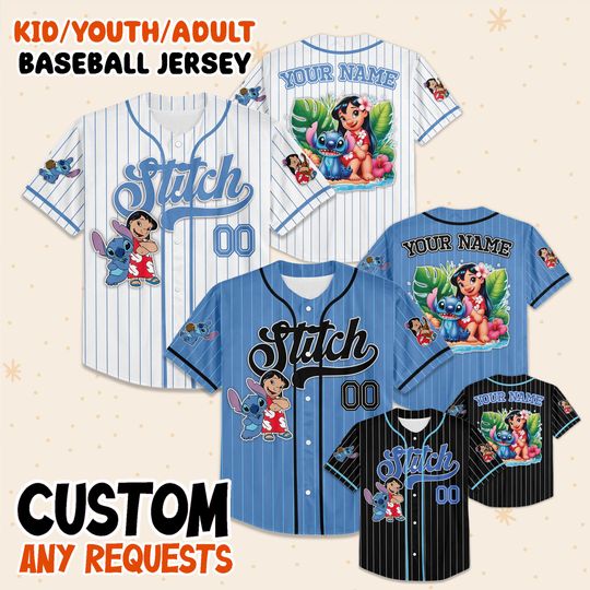 Discover Custom Lilo and Stitchh Baseball Jersey, Personalized Disneyyy Trip 2025 Shirt, Family Matching Outfit