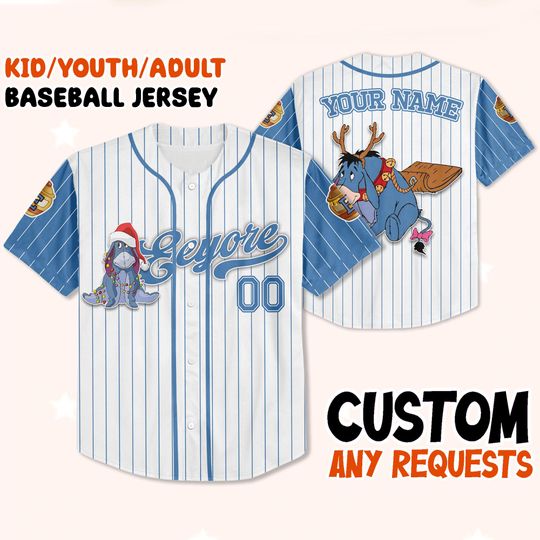 Discover Custom Eeyoree Christmas Baseball Jersey,  Personalized Name Number Family Xmas Matching Outfit Gift