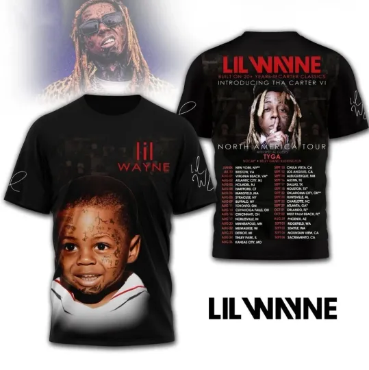 Discover Lil Wayne North America Tour 2025 Signature 3D T-Shirt
