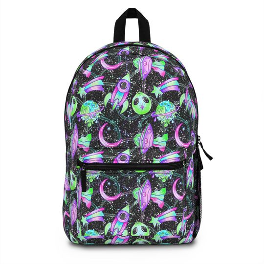 Discover Neon Galaxy Rocket Backpack - Space School Bag