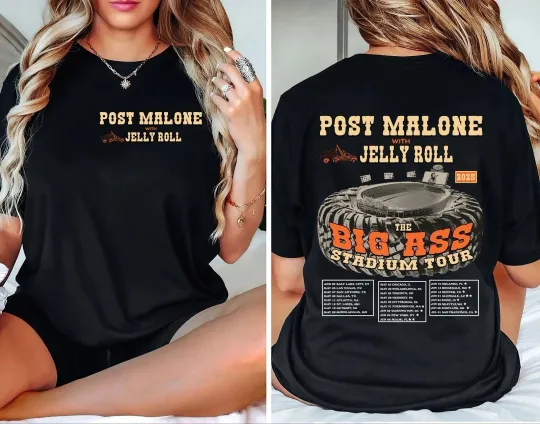 Discover Post Malone Jelly Roll Jelly&Posty Big Ass Stadium Tour 2025 Concert T-Shirt
