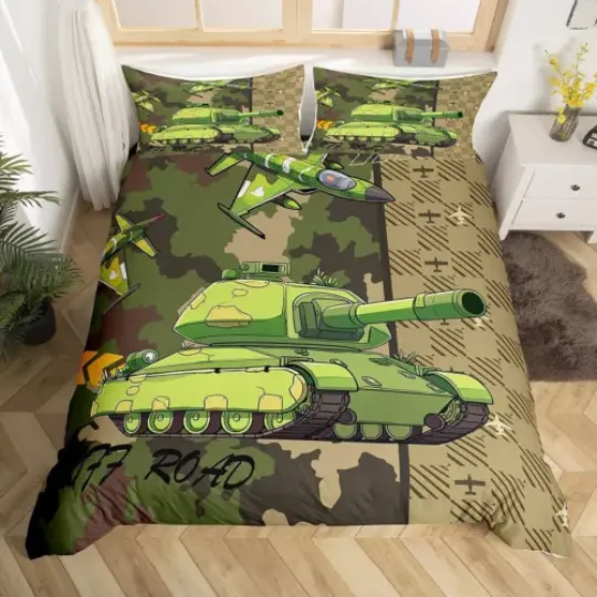 Discover Cartoon Tank Duvet Quilt Cover Pillowcase Single Double King Bedding Set