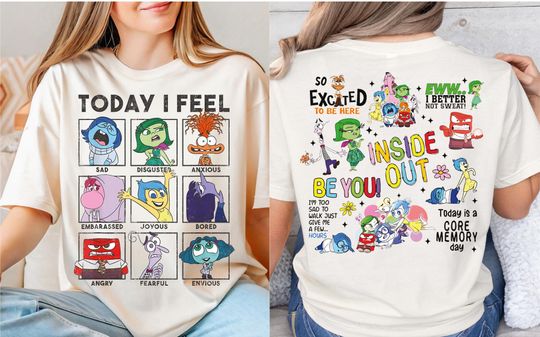 Discover Insidee Outt Today I Feel Shirt, Disneyyy Insidee Outt Shirt, Insidee Outt Emotions Shirt