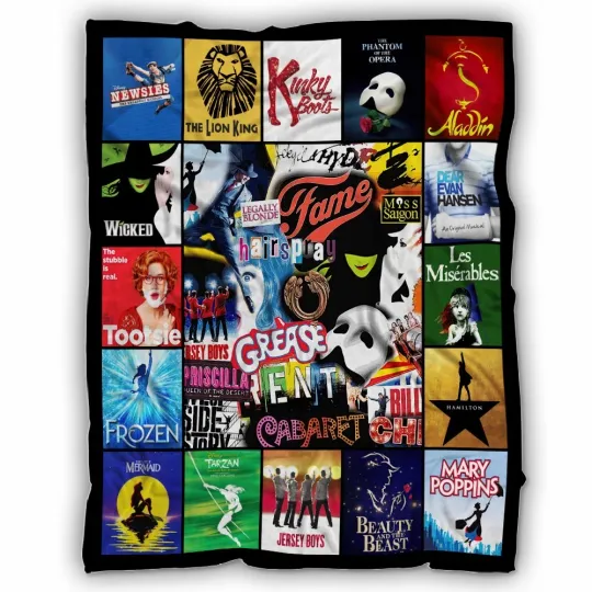 Discover Broadway Musicals Blanket, Broadway Theatre Fleece, Sherpa Blanket
